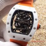 Replica Richard Mille RM 11L Watch SS case White Bezel Skeleton Dial Orange rubber